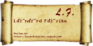 Lénárd Füzike névjegykártya